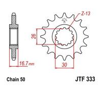 JT SPROCKETS Steel Noise-Free Front Sprocket 333 - 530