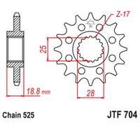 JT SPROCKETS Steel Noise-Free Front Sprocket 704 - 525