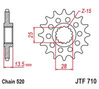 JT SPROCKETS Steel Noise-Free Front Sprocket 710 - 520