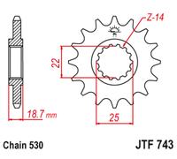 JT SPROCKETS Steel Noise-Free Front Sprocket 743 - 530