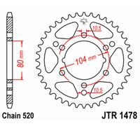 JT SPROCKETS Steel Standard Rear Sprocket 1478 - 520