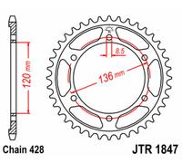 JT SPROCKETS Steel Standard Rear Sprocket 1847 - 428