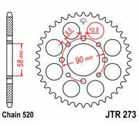 JT SPROCKETS Steel Standard Rear Sprocket 273 - 520