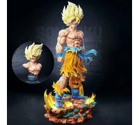 Jt Statue Dragon Ball Z Son Goku Figure Replaceable Heads Led Base Super Saiyan Goku Action Figures Collection Mode Toys Gifts no box