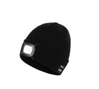 JT2D Bluetooth Beanie Hat with Light, Headlamp Cap with Headphones and Built-in Speaker Mic, Gifts for Men Women Teen, Black, One Size