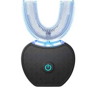 JT2D Ultrasonic Automatic Toothbrush, 360° Auto Toothbrush Electric Teeth Whitening Brush, 3 Modes, U-Shape, Wireless Charging, Black