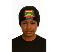 JTAPHRIQUE Grenada Flag Embroidered Beanie Hat in Black JTAPHRIQUE Black One Size