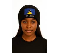JTAPHRIQUE Saint Lucia Flag Beanie Hat in Black JTAPHRIQUE Black One Size