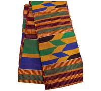 JTAPHRIQUE Unisex Colorful Handwoven African Ghanaian Kente Muffler Graduation Stole Gift for Graduate Ceremony, Handmade Cotton Scarf, (Gold yellow, blue, green, black, red)