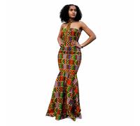 JTAPHRIQUE Women's African Print Strapless Mermaid Maxi Bodycon Dress | Size: 18 JTAPHRIQUE Multicolor 18