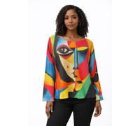 JTAPHRIQUE Women's Picasso-Inspired Abstract Print Top - Multicolour Blouse | Size: 10 JTAPHRIQUE Multicolor 10