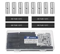 JTAREA 100 Pieces 12-10 AWG Butt Connectors Uninsulated Set with Heat Shrink Tube Non-Insulated Butt Connectors Butt Connectors Crimp Connector 4-6 mm² Cable Crimp Connection for Automobile Boats