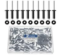 JTAREA 130pcs 3/16" x 5/8" Black Aluminum Pop Rivets with Stainless Steel Washers 4.8 x 16mm Blind Rivet Assortment Kit