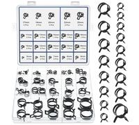 JTAREA 17Sizes Spring Band Hose Clamps Assortment Kit 5mm 6mm 7mm 8mm 9mm 10mm 11mm 12mm 13mm 14mm 15mm 16mm 17mm 18mm 20mm 22mm 25mm Hose Clamp Clips Abrazaderas