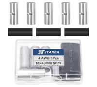 JTAREA 4 AWG Butt Connectors Uninsulated Set with Heat-Shrink Tubing Non-Insulated Butt Connectors Crimp Connectors 25 mm² Cable Crimp Connection for Automobiles Boats (Pack of 10 Pieces)