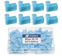JTAREA 90 Degree 1.5-2.5 mm² Flag Insulated Female Terminal Nylon Fully Insulated Connectors 16-14 AWG Flat Connector Cable Lugs Blade Receptacles Wire Connector Cable Lug (Blue 50)