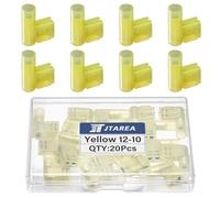 JTAREA 90 Degree 4-6 mm² Flag Insulated Female Terminal Nylon Fully Insulated Connectors 12-10 AWG Flat Connector Cable Lugs Blade Receptacles Wire Connector Cable Lug (Yellow 20)