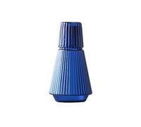 JTBDWOSK 34Oz Vintage Bedside Table Water Carafe And Glass Set, Classic Striped Glass Bedside Water Carafe with Tumbler Glass, Clear Glass Juice Water Jug for Bedroom Bedside Table,Blue