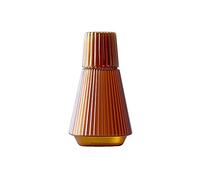 JTBDWOSK 34Oz Vintage Bedside Table Water Carafe And Glass Set, Classic Striped Glass Bedside Water Carafe with Tumbler Glass, Clear Glass Juice Water Jug for Bedroom Bedside Table,Brown
