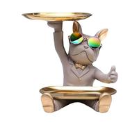 JTBDWOSK Bulldog Tray Decoration French Bulldog Deco Figure Animal Sculpture, Resin Deco Tray Key Storage French Bulldog Sculpture Modern Decoration, Storage Box Sculpture Decoration,B