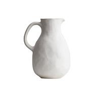 JTBDWOSK Ceramic White Vase with Handle,Rustic Jug Vase for Home Decor,Vintage Jug Deco Vase for Farmhouse Decor,Table Decoration (Vase Only),2