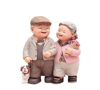JTBDWOSK Love Couple Figurine Resin Grandpa Grandmother Love Lastings Miniature Model Decoration Creative Cake Toppers for Valentine's Day Birthday Wedding Living Room Home Decors,Brown
