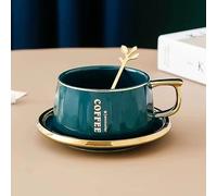 JTBDWOSK Nordic Royal First Class Ceramic Porcelain Coffee Cups Set Teetasse Milk Cup with Sub-Tass,Green