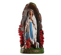 JTBDWOSK Statue, Catholic Our Lady of Lourdes, Praying Blessed Virgin Mary Figure, Grotto with Saint Bernadette And Lamb, Catholic Religious Home Decoration, Garden Statue,White