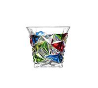 JTBDWOSK Unique Hand-Painted Stemless Cocktail Glass Colorful Striped Crystal Wine Glass for Scotch, Bourbon, Liqueur for Scotch Lovers,5