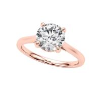 JTC LTD 0.20Ct Round Natural Diamond Ring for Women | Solitaire Engagement Ring | 9K Rose Gold Ring | Promise Ring | Size-O