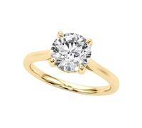 JTC LTD 0.20Ct Round Natural Diamond Ring for Women | Solitaire Engagement Ring | 9K Yellow Gold Ring | Promise Ring | Size-O