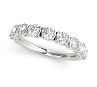JTC LTD 0.25Ct Bar Set U-Prong Half Eternity Ring | 18K White Gold Wedding Band | Prong Set D/VVS | Size S