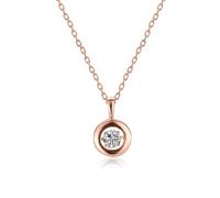 JTC LTD 0.25Ct Lab Grown Diamond Solitaire Pendant With Silver Chain for Women | 9K Rose Gold | Bezel Setting | D/VVS Round Cut Diamond Pendant