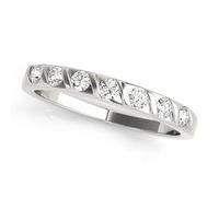 JTC LTD 0.25Ct S Bands Half Eternity Ring | 18K White Gold Wedding Band | Pave Set D/VVS | Size U
