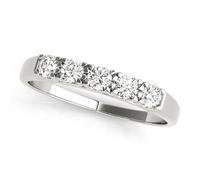 JTC LTD 0.25Ct U-Prong Round Half Eternity Ring | 18K White Gold Wedding Band | Prong Set D/VVS | Size S