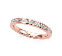 JTC LTD 0.30Ct Baguette Cut Lab Grown Diamond Wedding Band | 18K Rose Gold Half Eternity Ring | Channel Set | UK Hallmarked | Size-R