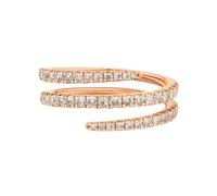 JTC LTD 0.30Ct Round Cut Lab Grown Diamond Pave Set Ring for Women | 18K Rose Gold | Cross Over Statement Ring | Birthday Gift for Her | Size-O