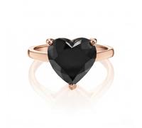 JTC LTD 0.50Ct Heart Cut Black Diamond Solitaire Ring | 9K Rose Gold Engagement Ring | Proposal Ring | Gesmtone | Size-N