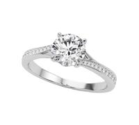 JTC LTD 0.50Ct Round Lab Grown Diamond Engagement Ring | 9K White Gold | Split Shank | Gift for Women | UK Hallmarked | Size-R