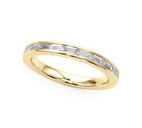 JTC LTD 0.75Ct Baguette Cut Lab Grown Diamond Wedding Band | 18K Yellow Gold Half Eternity Ring | Channel Set | UK Hallmarked | Size-R