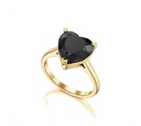 JTC LTD 0.75Ct Heart Cut Black Diamond Solitaire Ring | 9K Yellow Gold Engagement Ring | Proposal Ring | Gesmtone | Size-J