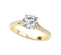 JTC LTD 0.75Ct Round Lab Grown Diamond Engagement Ring | 18K Yellow Gold | Split Shank | Gift for Women | UK Hallmarked | Size-R