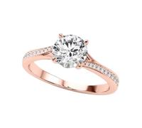 JTC LTD 0.75Ct Round Lab Grown Diamond Engagement Ring | 9K Rose Gold | Split Shank | Gift for Women | UK Hallmarked | Size-R