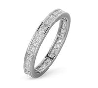 JTC LTD 1.00 Carat Princess Cut Natural Diamond Full Eternity Wedding Ring White Gold - Size M