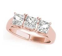 JTC LTD 1.00Ct Princess Cut Centre with Side Accents | 3 Stone Engagement Ring for Women | 9K Rose Gold | Prong Set | Proposal Ring | Size-S