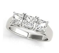 JTC LTD 1.00Ct Princess Cut Centre with Side Accents | 3 Stone Engagement Ring for Women | Platinum | Prong Set | Proposal Ring | Size-S