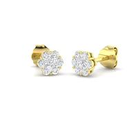 JTC LTD 1.00Ct Round Cut Lab Diamond Cluster Earrings | 9K Yellow Gold Stud Earrtings | Floral Design | Gift for Women | UK Hallmarked Jewellery