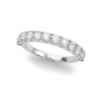 JTC LTD 1.00Ct Straight Prong Set Half Eternity Ring | 18K White Gold Wedding Band | Prong Set D/VVS | Size S