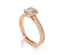 JTC LTD 1.25 Carat Round Cut Moissanite Engagement Ring for Women | Solitaire Halo Promise Ring with Side Stones | Silver Rose Gold Plated | Size-R