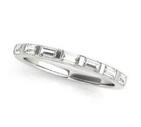 JTC LTD 1.50Ct Straight Baguette Half Eternity Ring | 18K White Gold Wedding Band | Pave Set D/VVS | Size S